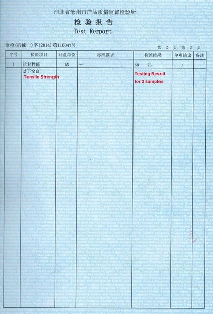 China Cangzhou Weisitai Scaffolding Co., Ltd. Certification